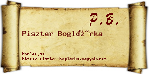 Piszter Boglárka névjegykártya